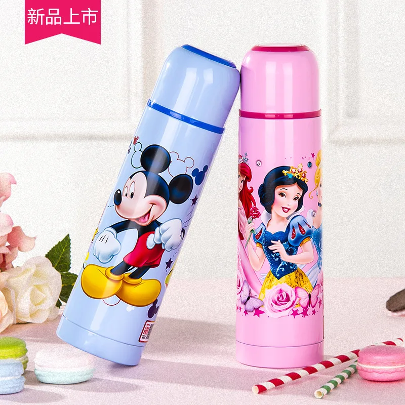 Disney, 500 мл, детский термос, бутылочки с чашкой, Детская кружка для воды для мальчиков и девочек, Изолированная чашка для кормления,, зимняя, новая, школьная, портативная, Термочашка с Микки-Минни, прямые бутыл