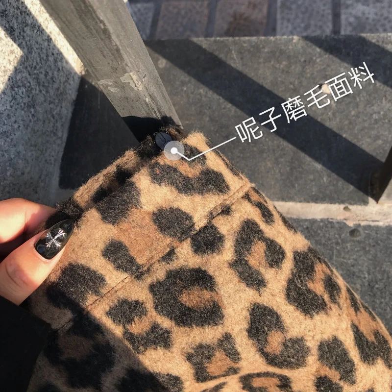 

2021 Spring Women Skirt Fashion Leopard Skirt High Waist Outwear Female Sexy Woolen Skirt Casual Women Mini Skirt