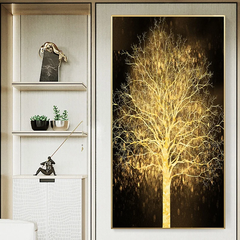 

Abstract Golden Forest Canvas Painting Big Poster Print Fashion Golden Wall Art Picture for Living Room HD Cuadro Canvas Poster