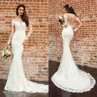 mermaid dress wedding dresses 2021 long sleeve lace appliqued jewel beach bridal gowns custom made