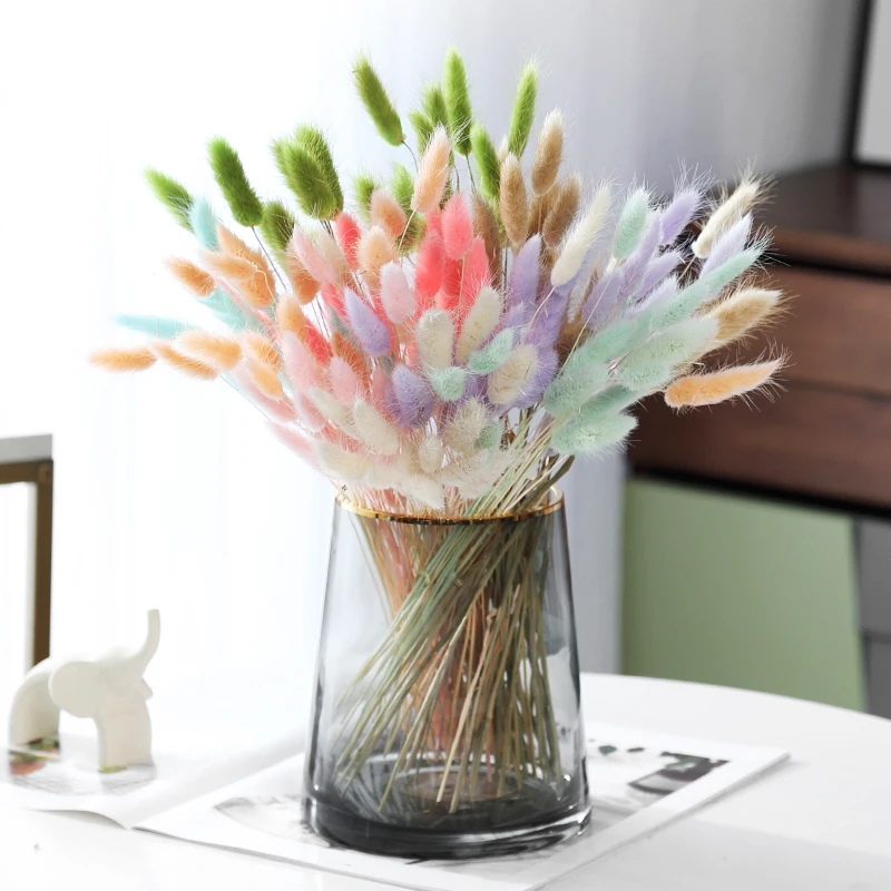 

20PCS Natural Rabbit Tail Grass Bouquet Dried Flowers Wedding Party DIY Craft Scrapbook Card Dry Flower Home Outdoor Decor Gift