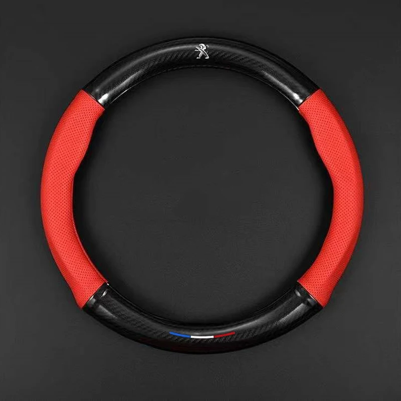 

For Peugeot GT GTI Gtline 508 5008 3008 208 2008 Car Steering Wheel Cover Skidproof Embossing Leather Car-styling Accessories