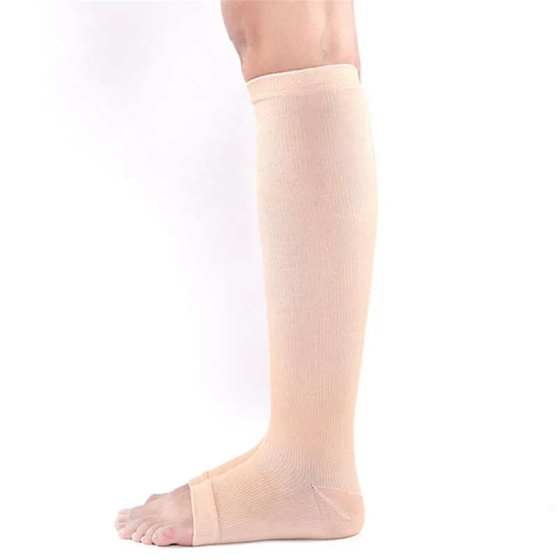 

1 Pair Compression Level Knee High Tip Open Varicose Socks Medical Elastic Toeless Sleep Socks Support