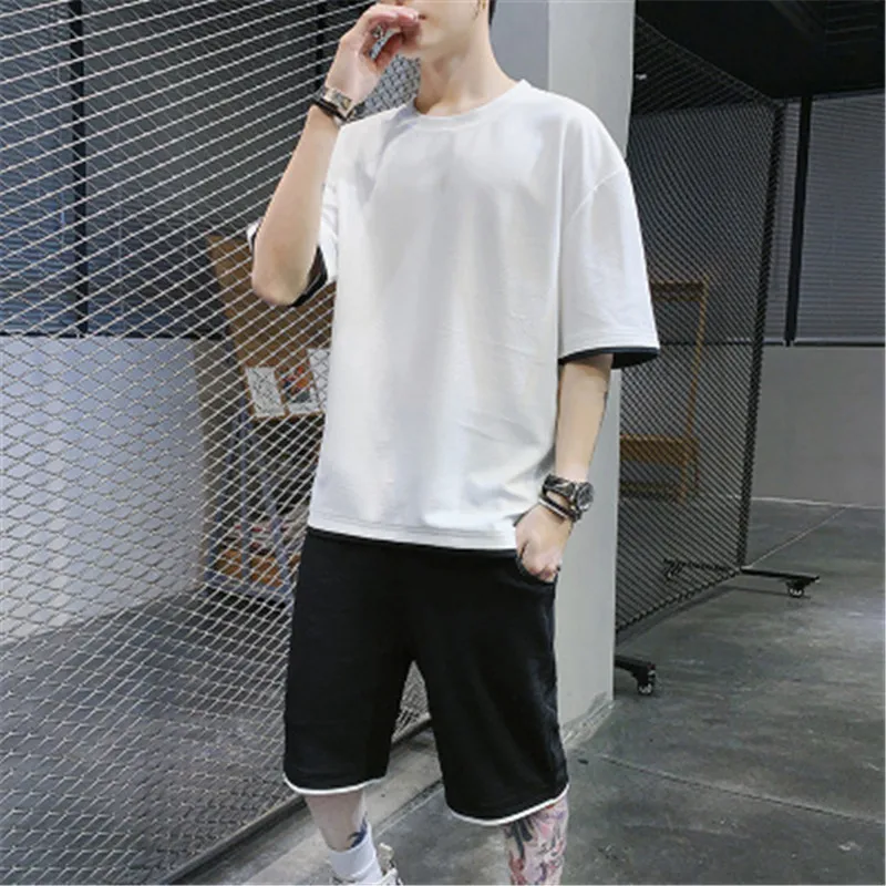 

Men Short Tracksuit Sets Casual Outwear Male Sport Wear Jogging Mens Clothing Two Piece Set Solid Shirts and Shorts Outfit Set