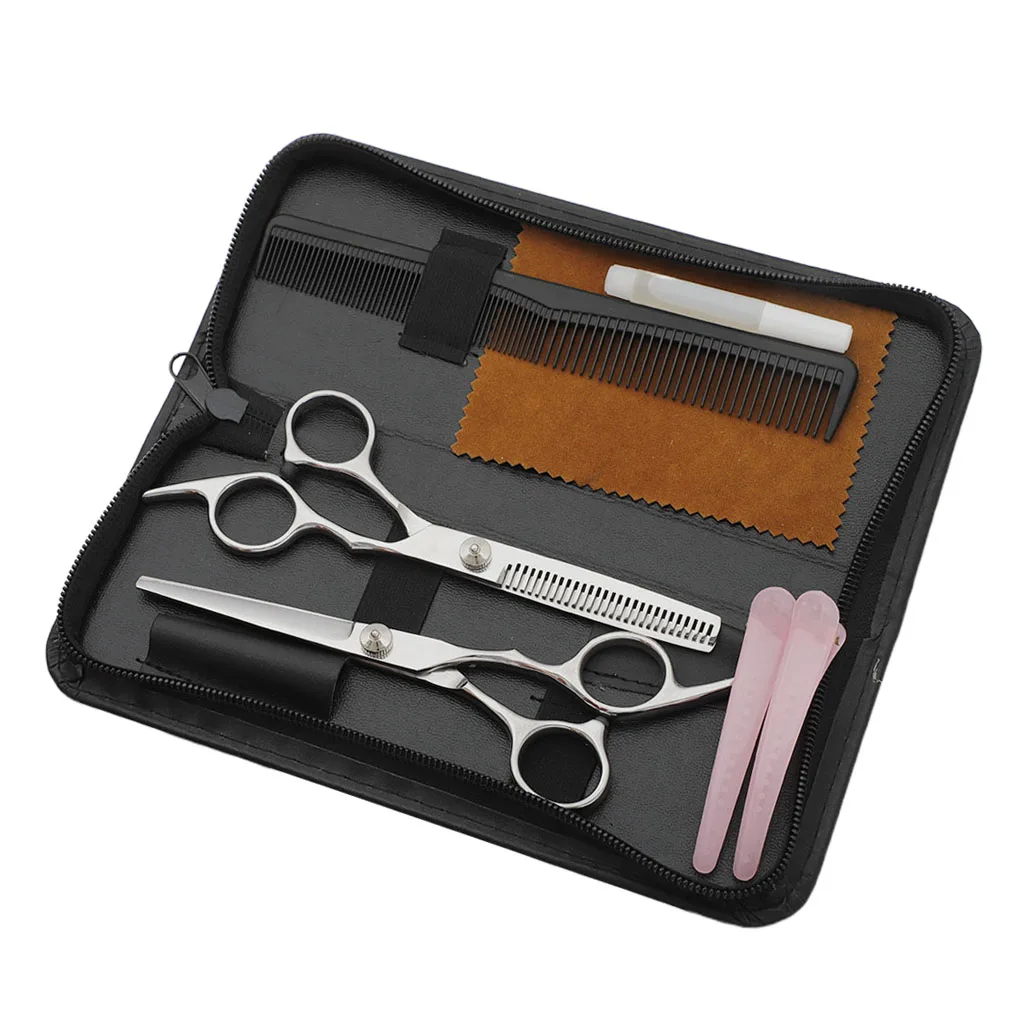 

8pcs Professional Hair Cutting Shears Japan Steel Barber Scissors Set Hairdresser Shop Supplies Products Salons kit