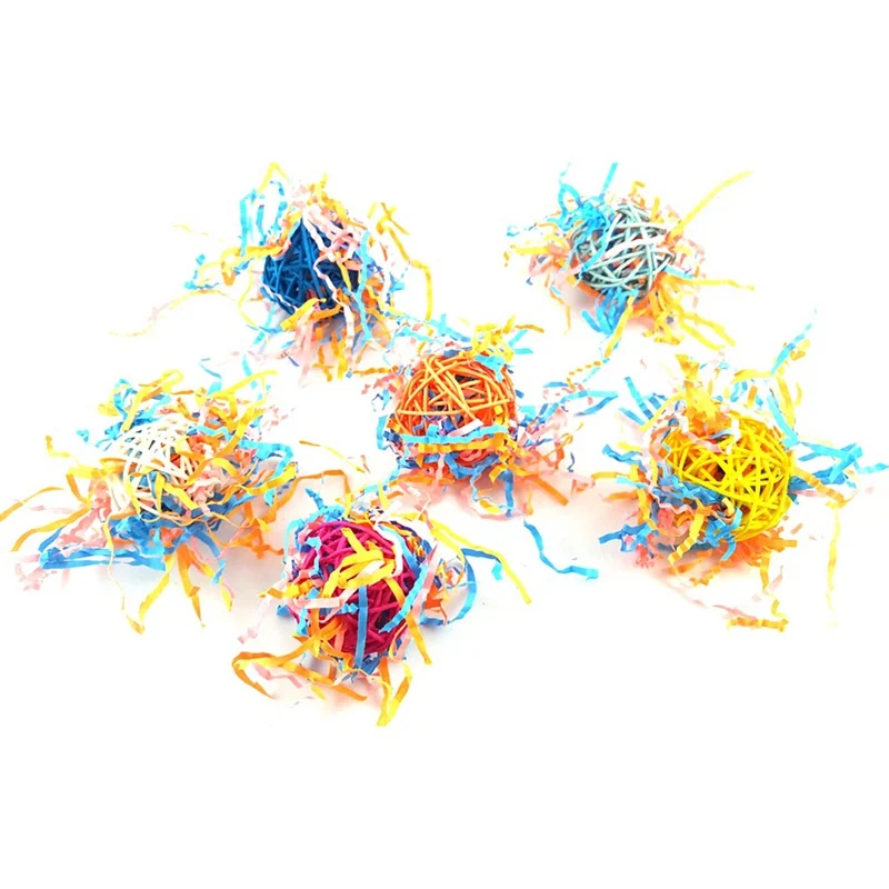 

2021 New Pet Parrot Toys Ball Bird Parakeet Chewing Hanging Sepak Takraw Colorful Funny Play Toy For Pet Bird Supplies