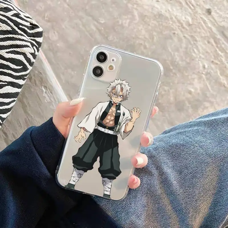 

Anime Demon Slayer Phone Case Transparent for iPhone 12 11 mini pro XS MAX 6 6S 8 7 Plus X 5S SE 2020 XR