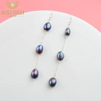 ashiqi real 925 sterling silver natural freshwater pearl earrings long korean earrings for women big baroque pearl jewelry gift