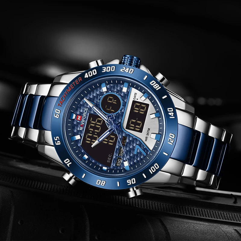 Мужские часы NAVIFORCE водонепроницаемые военные спортивные Кварцевые полностью