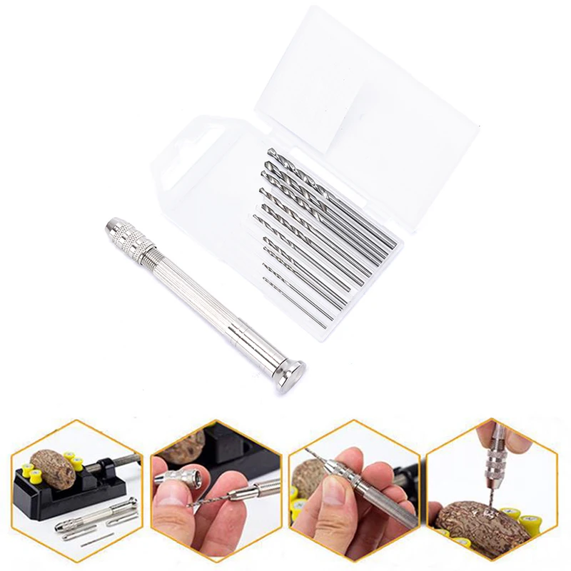 

1set Metal Hand Drill Equipments Uv Resin Mold Tools And Handmade Jewelry Tool With 0.8mm-3.0mm Drill Screw
