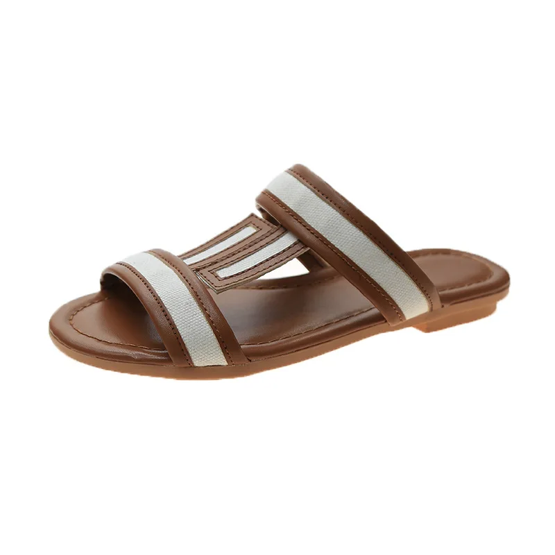 

2021 Summer New Fashion Women's Slippers Korean Casual Open Toe No-slip All-match One Word Women Flat Slippers Beach Shoes