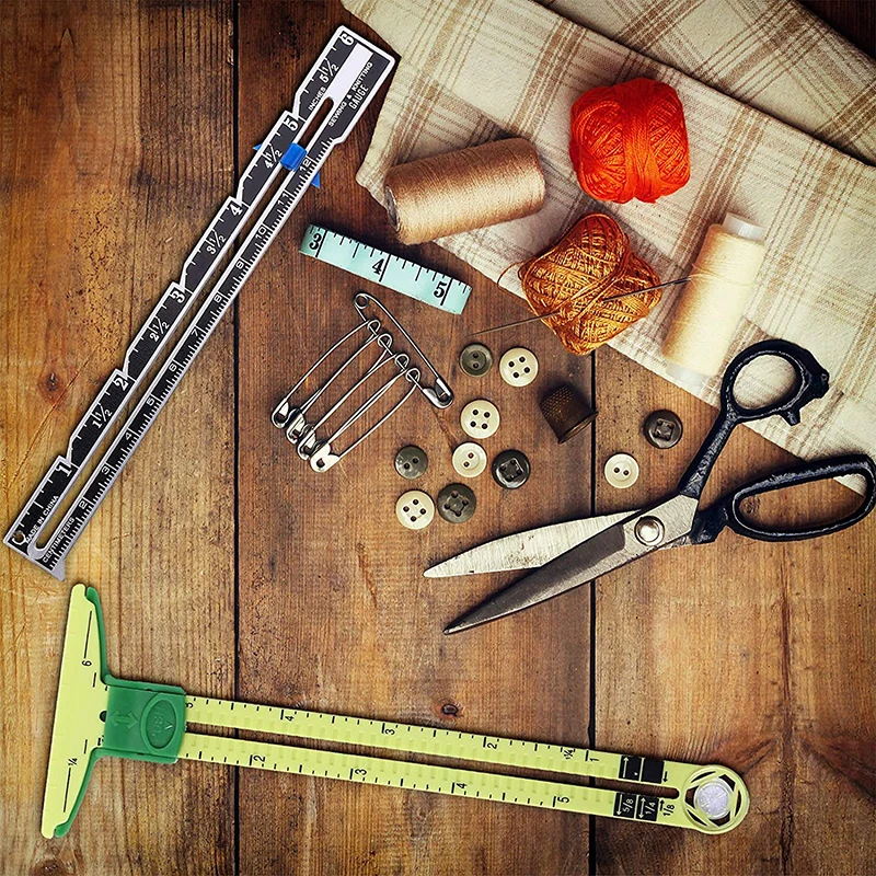 

5-in-1 Sliding Gauge Measuring Sewing Ruler Tool Fabric Quilting Ruler for Knitting Crafting Sewing Beginner Supplie