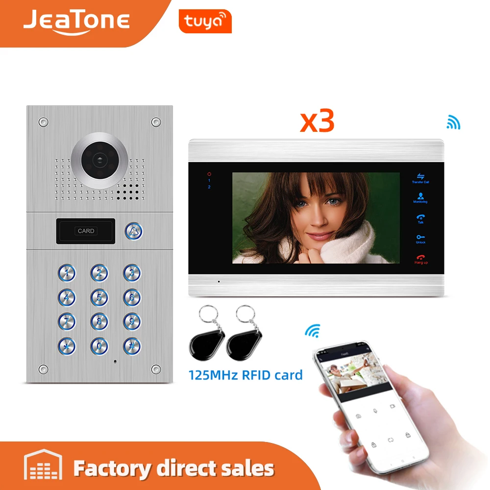 Jeatone 7 'Ƈ 3 WIFI умный IP внутренний монитор видеодомофон система видеозаписи