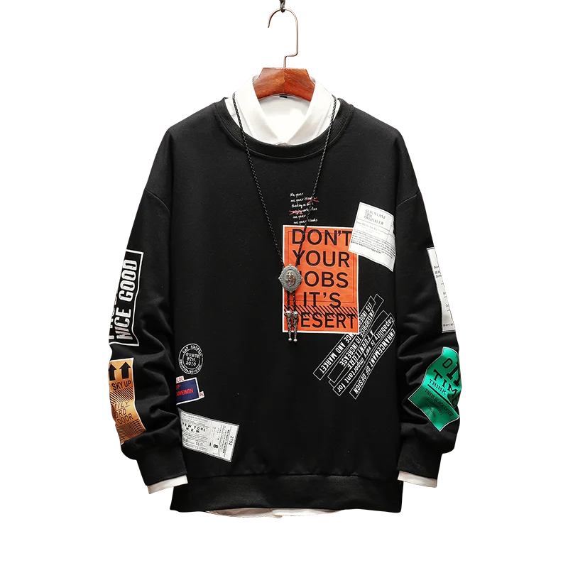 

Dropshipping Korean Harajuku Men Swearshirts Hip Hop Oversize Man Hoodies 2020 Autumn Cotton Warm Black Sweatshirts