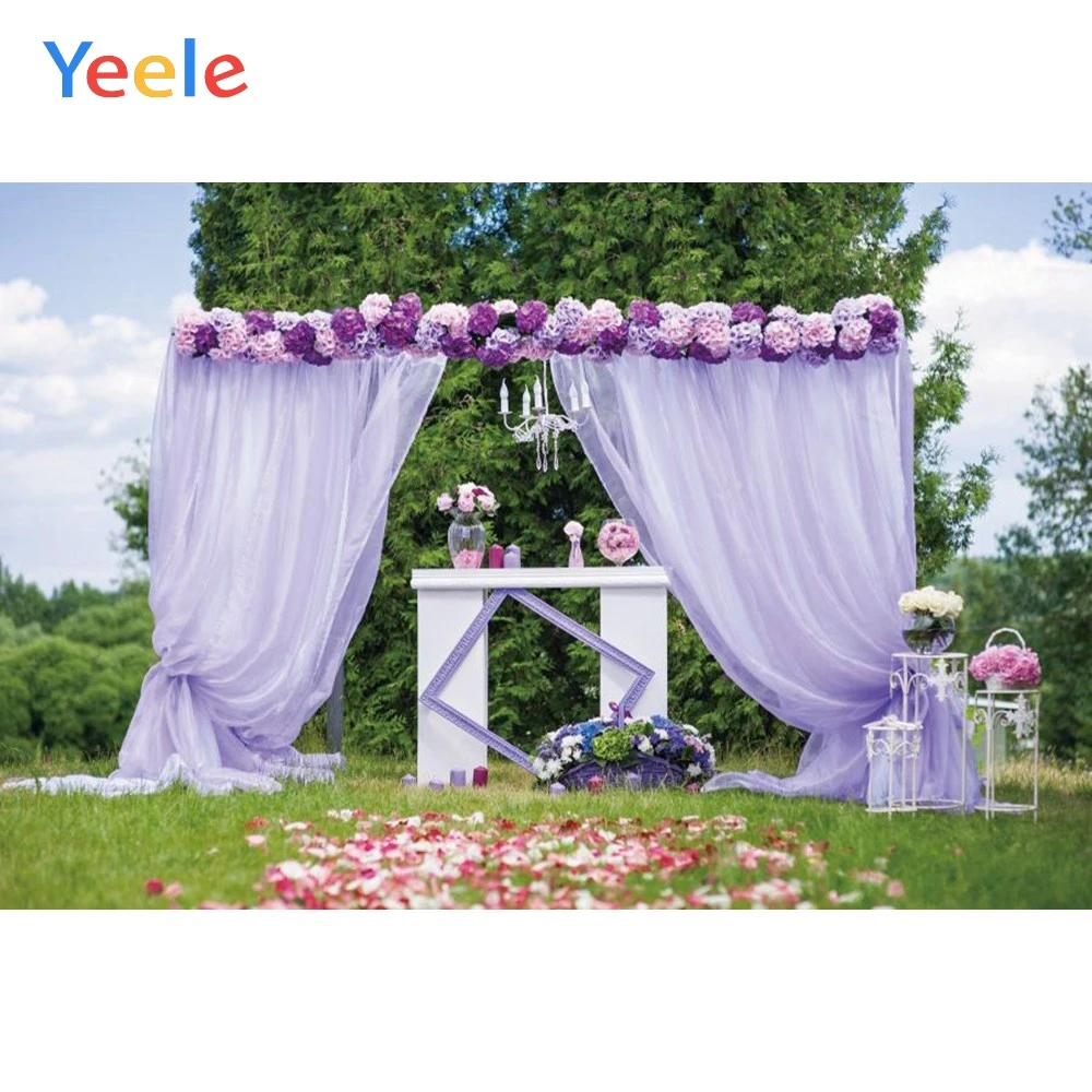 Фон для свадебной фотосъемки Yeele с изображением леса газона занавеса стола