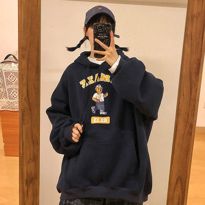 

Women's Winter and Spring Tops Casual Loose Retro Sweatshirts Women's Pullovers Fashionable Warm Clothing Long-sleeved Hoods