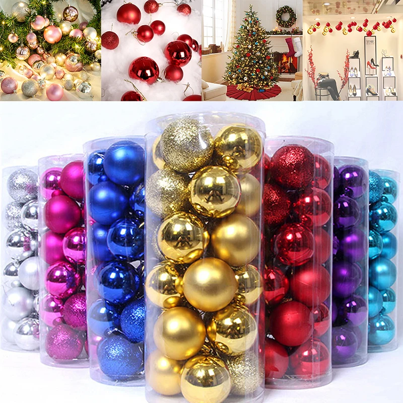 

24pcs 4cm Christmas Tree Decoration Glitter Balls Xmas Hanging Ornaments for Home New Year Gift Natal Noel Navidad 2021 Kids Toy