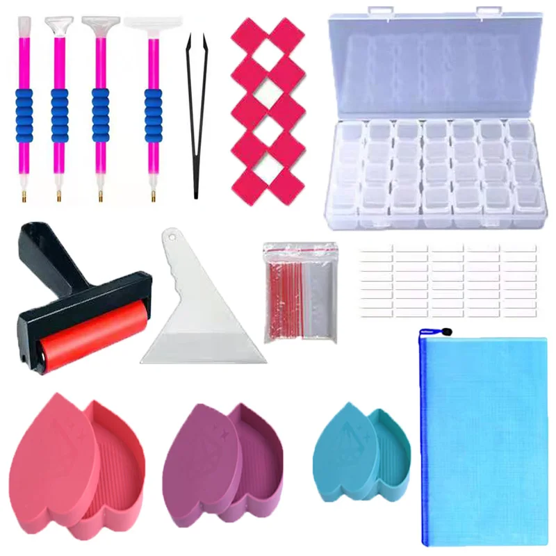 DIY Diamond Painting Heart shaped Box Tools accessories Kits pen Glue soil Diamond tray cross stitch tools makeup Storage Box