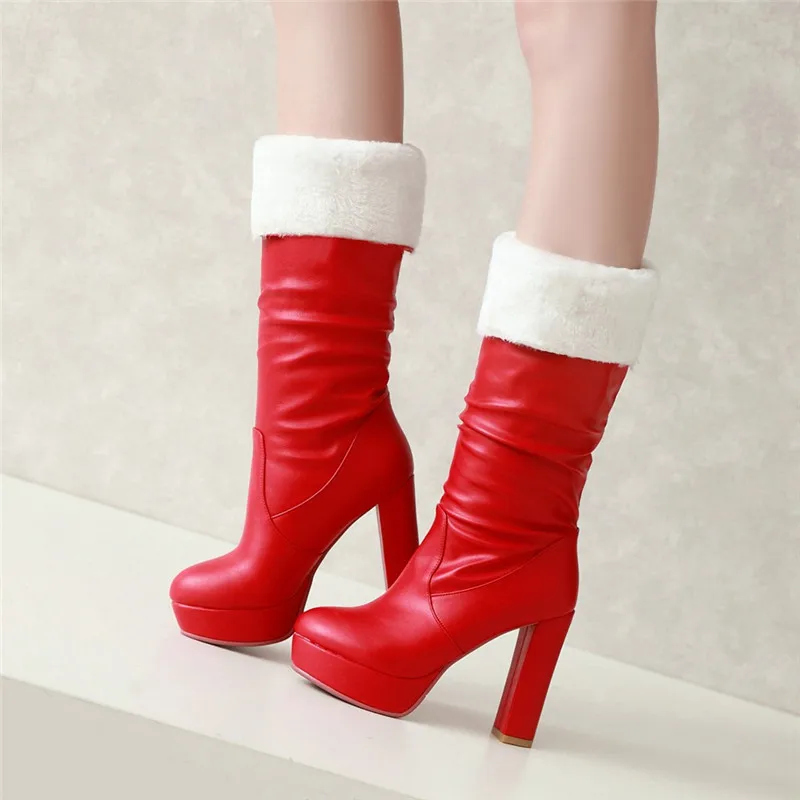 YMECHIC модные женские ботинки складывающиеся теплые плюшевые особо высокие