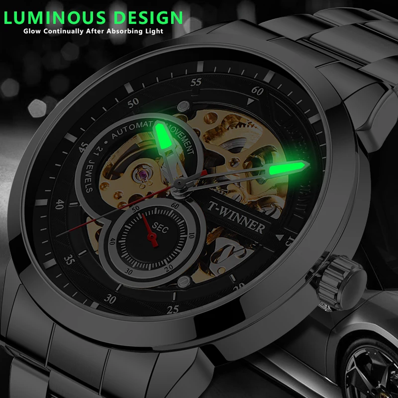 WINNER Мужские механические часы с золотым скелетом Модные мужские автоматические