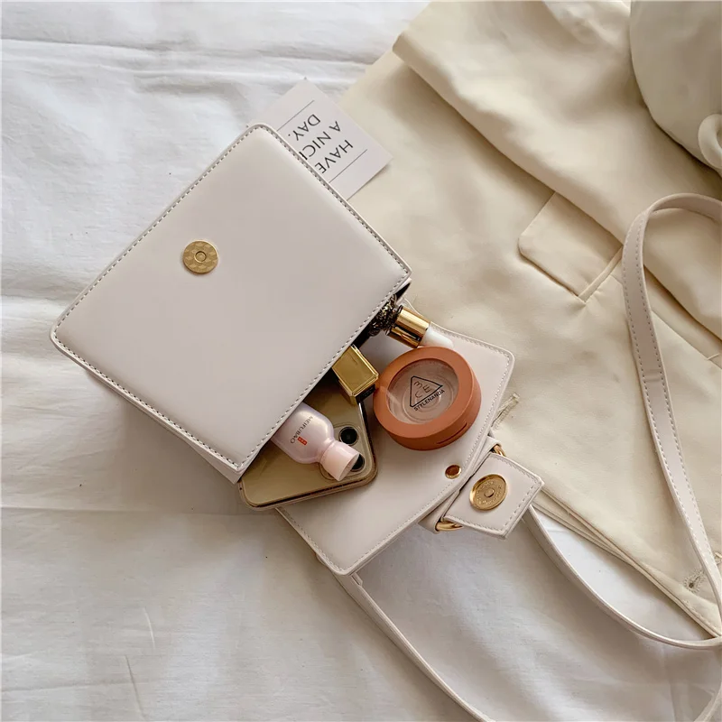 

Small Chian Tote Bags for Women 2021 New Solid Color Shoulder Bag Luxury Leather Messenger Handbag Lady Small Flap Crossbody Bag