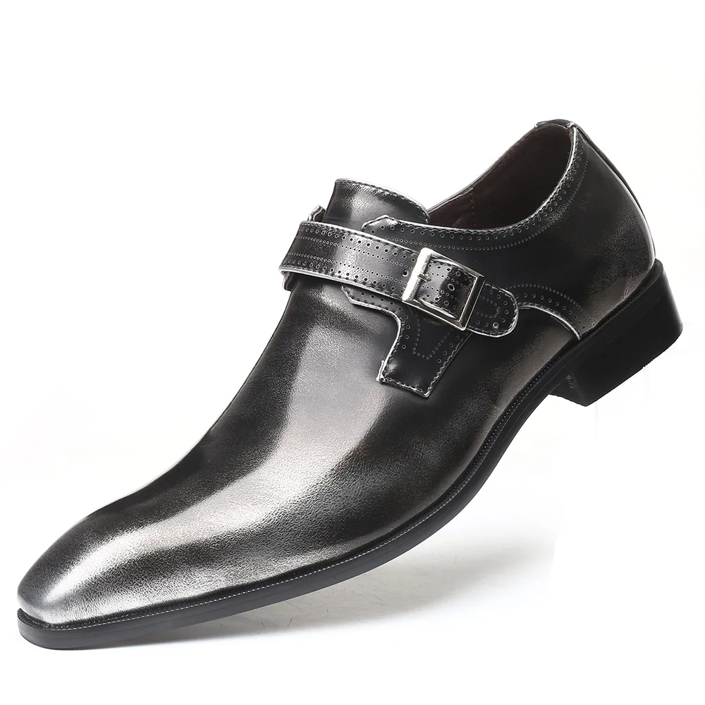 Brand Designer Men Dress Shoes Genuine Oily skin Leather Buckle Monk Strap Men's Brown Black Office Party Formal Man | Обувь