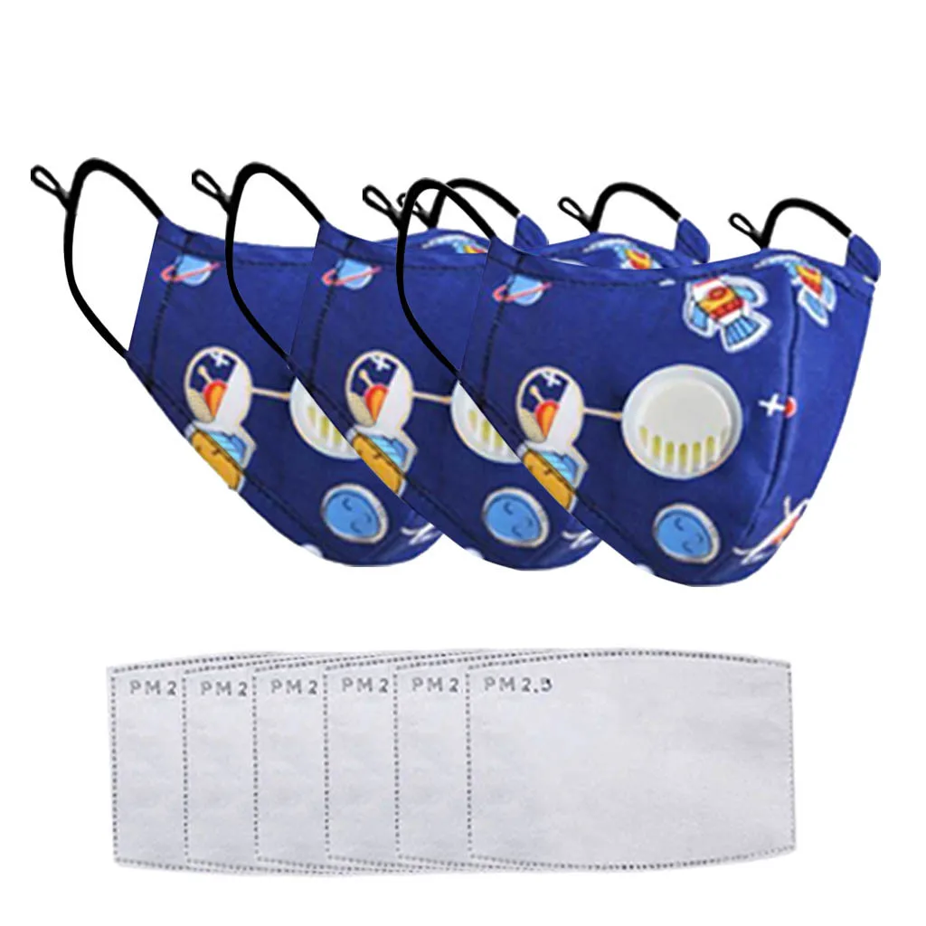 Мультипликационный респиратор для детей многоразовый с 6 фильтрами