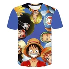 Детские футболки с 3D принтом, футболки для мальчиков и девочек, футболки для малышей, Луффи Зоро, кавайный Графический косплей, летняя детская мультяшная аниме футболка