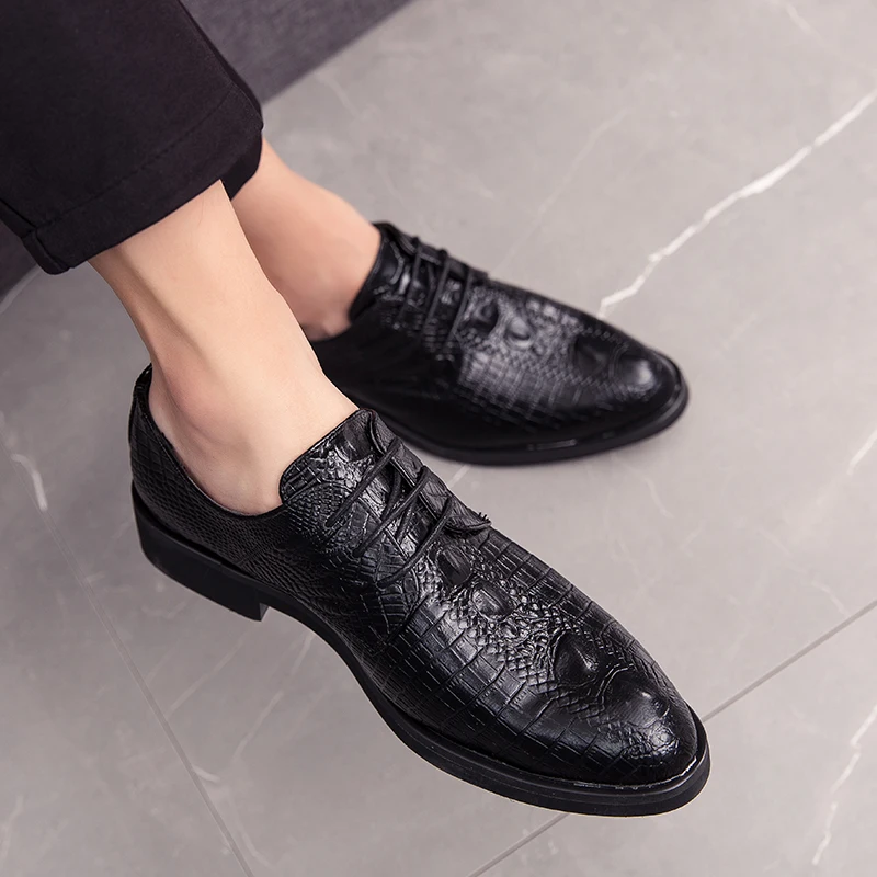 Мужские деловые туфли с острым носком роскошные брендовые классические дерби