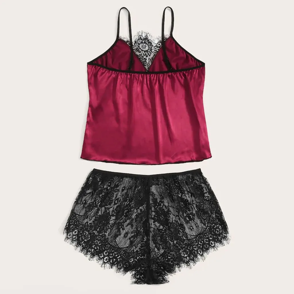 Женский пижамный комплект большого размера Лидер продаж атласная кружевная