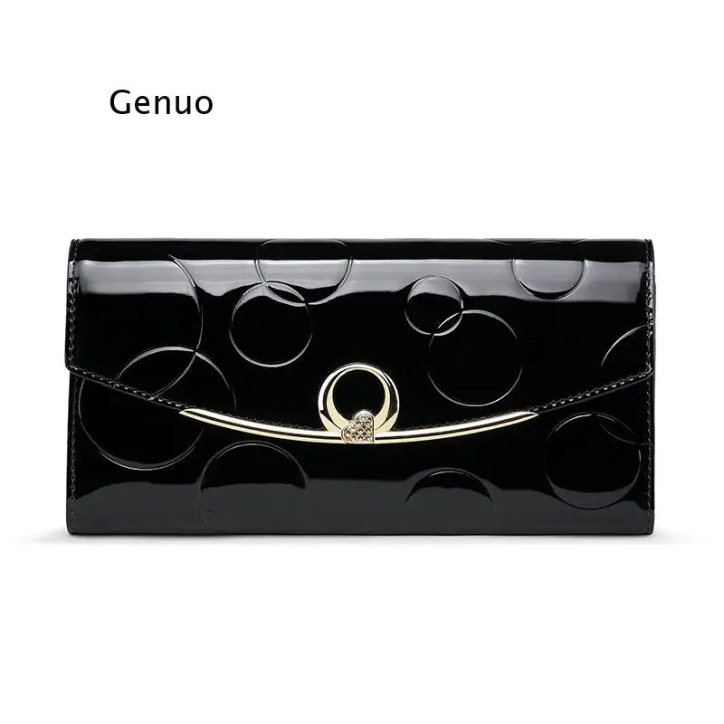 

Diamond Genuine Leather Wallet Women Luxury Designer Patent leather Wallets Female Clutch Ladies 3 Fold Long Hasp Fashion Wallet