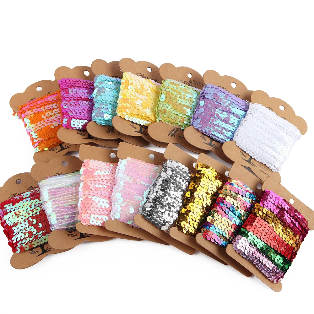 

New Hot 10 Yards/card Colorful Sequin Strip Perforation Ribbon Ethnic Style Creative DIY Costume Gift Bag 6mm Lace Decoration