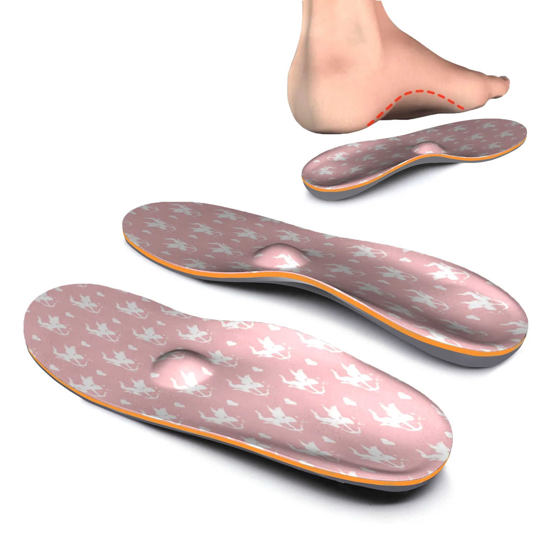 Pink Printing Orthotic EVA Comfort Insoles for Heel,Arch,Ball of Foot Relieve Foot Pain with Arch Support Inserted Insole