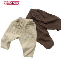 2021 autumn new style baby trousers toddler boys solid color harem cotton long pants infant girls loose turnip pants clothes