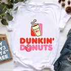 Футболка Charli Damelio с графическим принтом, женская футболка Dunkin с изображением пончиков, мороженого кофе, Женская крутая Повседневная футболка, женская уличная одежда