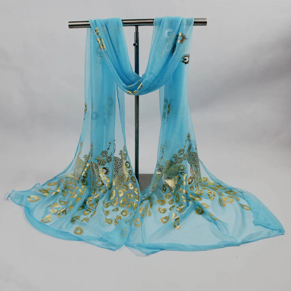 Новый дизайн женский шарф шифон павлиньи перья цветы вышитые кружева стильный