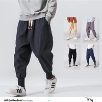 chinese style harem pants men streetwear casual joggers mens pants cotton linen sweatpants ankle length men trousers m 5xl