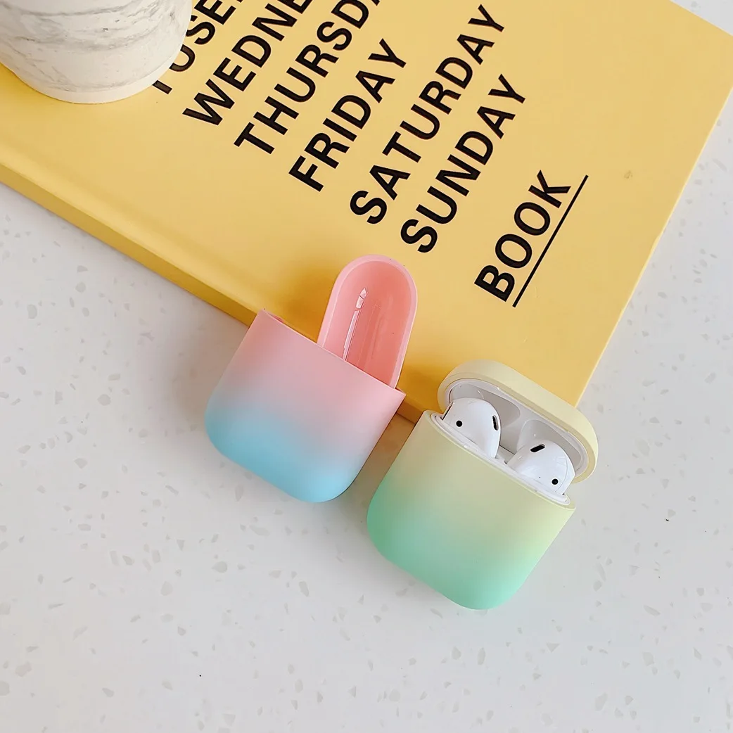 DHL для AirPods чехол градиентный Радужный цвет защитный жесткий чехол Bluetooth беспроводные наушники чехол для Air pods 2 Чехол fundas