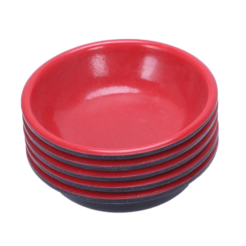 Household Plastic Round Sauce Soy Dipping Dish Bowl Red Black 7cm Dia 5 Pcs | Дом и сад