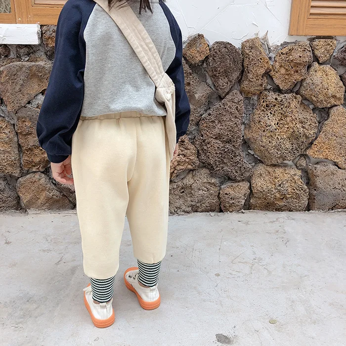 Autumn boys girls Spliced striped sports pants kids cotton soft 5 colors casual all-match trousers 2-7Y