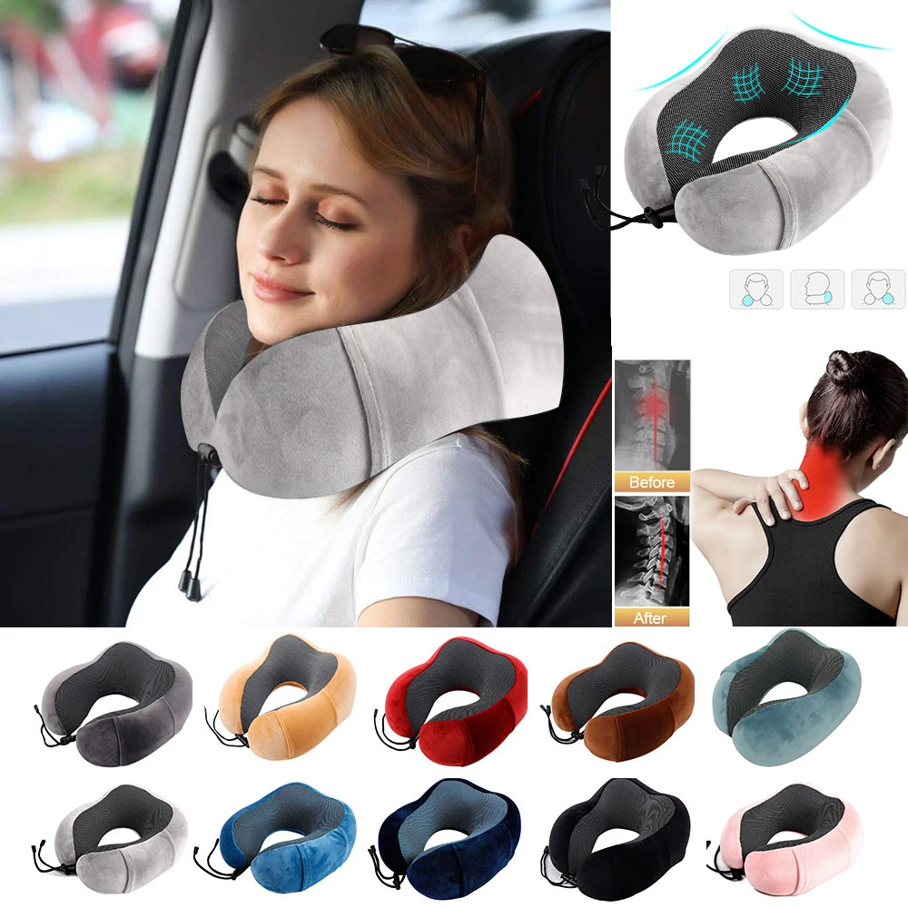 U образная подушка для путешествий из пены с эффектом памяти шеи самолета