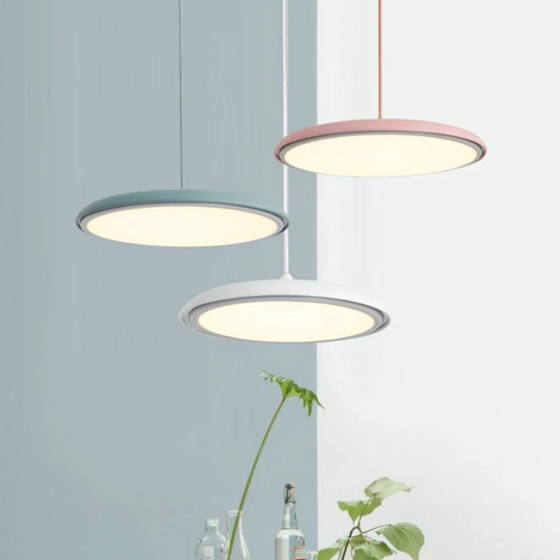 Творческой краткое НЛО круглая пластина Подвесная лампа подвесной светильник