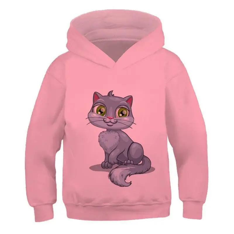 

Long sleeves boy Harajuku Sportswear girl Hip Hop Sweatshirt kid Cartoon Autumn Winter Pullover Animal Print Funny cat Hoodies