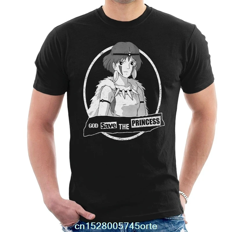 Забавная Футболка с принтом camiseta God Save The Princess Mononoke Studio Ghibli Мужская футболка из 100%