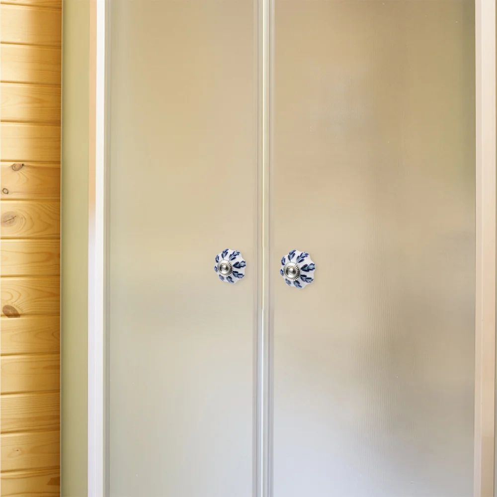 

2 Pcs Delicate Ceramic Door Knob Door Handles Drawer Knob Flower Pattern Handles