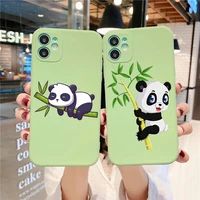 punqzy lovely panda transparent soft tpu phone case for iphone 13 12 11 pro max xr xs 8 6 7 cute animal protect the lens cover