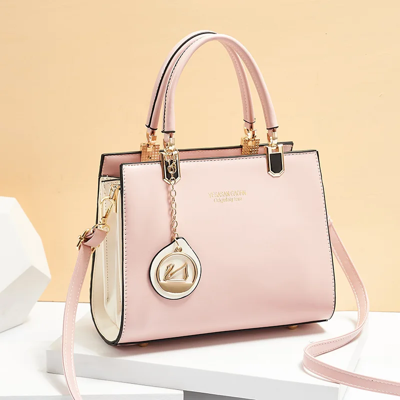 

Women's bag 2021 new fashion middle-aged mother's atmosphere contrast color one shoulder slant cross portable small square bag