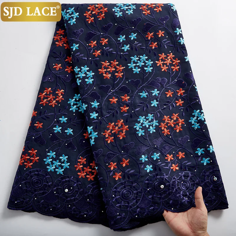 SJD LACE African Dry Lace Fabric Black Embroidery Swiss Voile In Switzerland Garments Material For Wedding Dress Sew A2384 | Дом и сад
