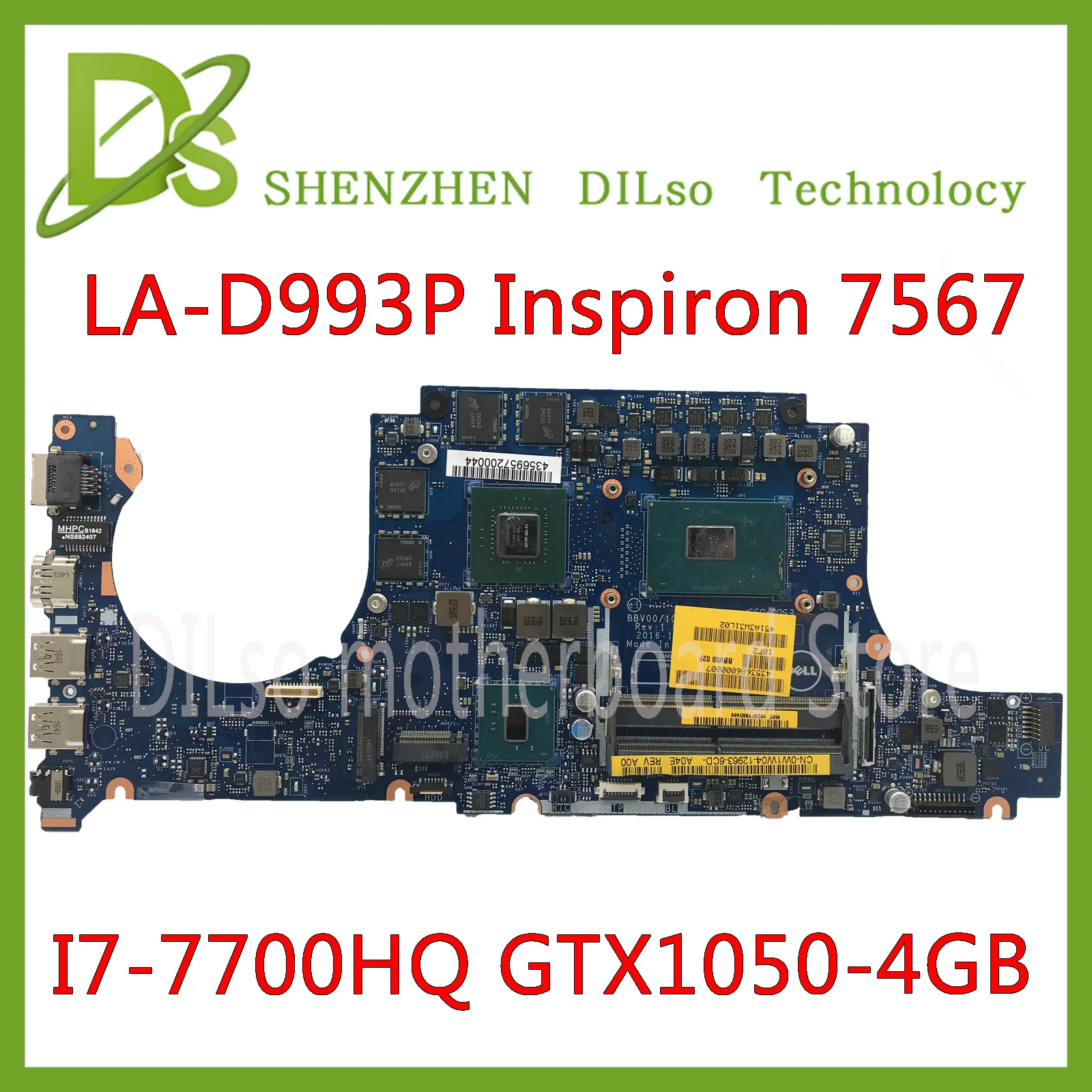 KEFU LA D993P материнская плата для DELL Inspiron 15 7567 I7 7700HQ GTX1050 4 Гб BBV00/10 CN 0JG23N тест