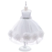 white high low kids dresses for girls flower ball gown birthday wedding party princess banquet childrens tulle dress